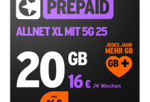 congstar Prepaid Allnet XL: Handykarte mit 20 GB