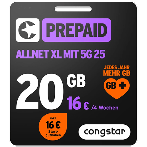 congstar Prepaid Allnet XL: Handykarte mit 25 GB