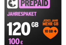 congstar Prepaid Jahrespaket: Neu mit 120 GB + Allnet-Flat inkl. 5G-Netz für 100 €