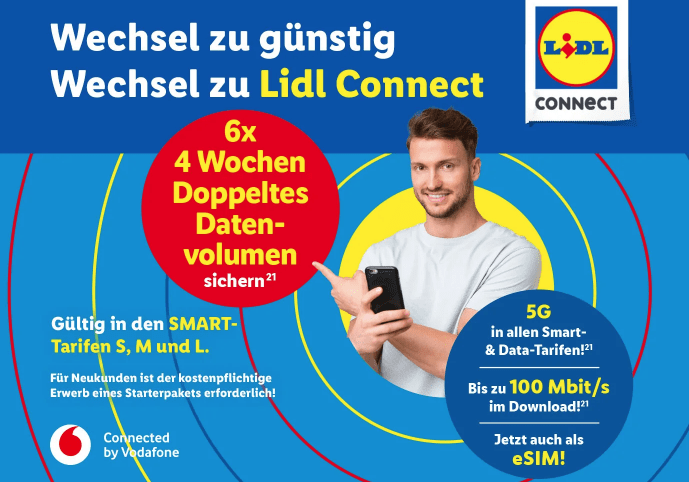 LIDL Connect Neukundenaktion: Doppeltes Datenvolumen (bis 8.9.24)