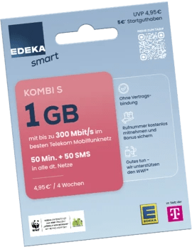 EDEKA smart Kombi S: Handykarte mit 1 GB Datenvolumen